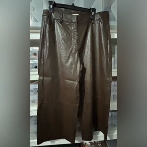 Tyler Boe Dark Brown Faux Leather Pants